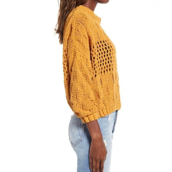 NWT Billabong Onward We Go Chenille Sweater Mustard L - Picture 7 of 12
